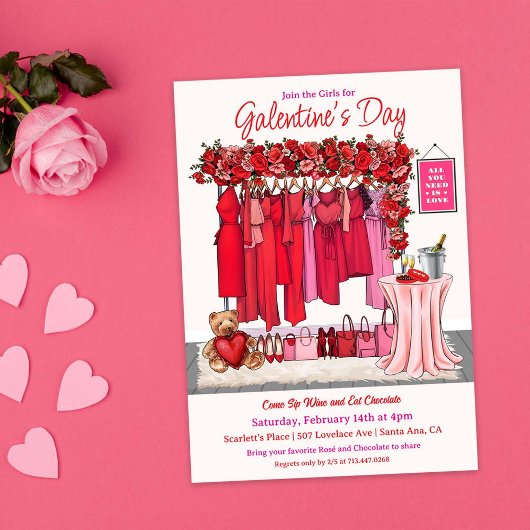 Invitation Carton d'invitation à une fête de la Saint-Valenti