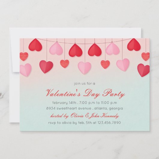 Invitation Carton d'invitation à une fête de la Saint-Valenti (Devant)