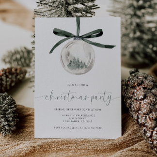 Invitation Carton d'invitation à une fête de Noël à l'aquarel