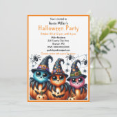 Invitation Carton d'invitation à une fête d'Halloween citroui (Debout devant)