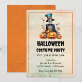 Invitation Carton d'invitation à une fête d'Halloween squelet (Devant / Derrière)