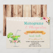Invitation Carton d'invitation à une fête margaritas et monog (Devant / Derrière)