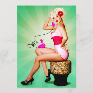 Invitation Carton d'invitation à une fête pin-up rétro Let's