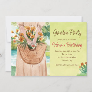 Invitation Carton d'invitation à une garden-party aquarellé