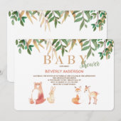 Invitation Carton d'invitation Animaux adorables de la forêt (Devant / Derrière)