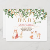 Invitation Carton d'invitation Animaux de la forêt adorables (Devant / Derrière)