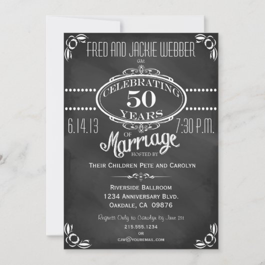 Invitation Carton d'invitation anniversaire 50 ans tableau no (Devant)