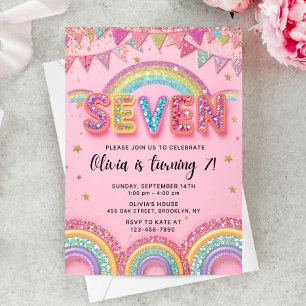 Invitation Carton d'invitation anniversaire 7 ans modifiable 