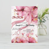 Invitation Carton d'invitation anniversaire arc-en-ciel rose  (Debout devant)