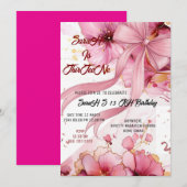 Invitation Carton d'invitation anniversaire arc-en-ciel rose  (Devant / Derrière)