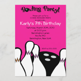 Invitation Carton d'invitation anniversaire Bowling Cosmique