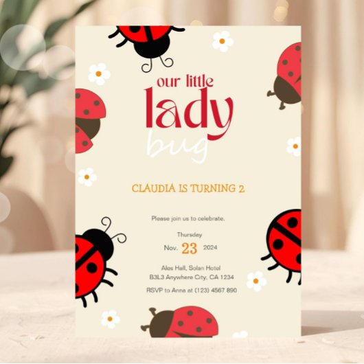 Invitation Carton d'invitation anniversaire coccinelle Daisy
