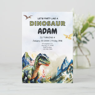 Invitation Carton d'invitation anniversaire de dinosaure réal