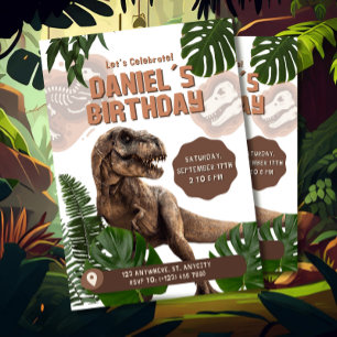 Invitation Carton d'invitation anniversaire de dinosaure réal