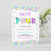 Invitation Carton d'invitation anniversaire fille modifiable (Debout devant)