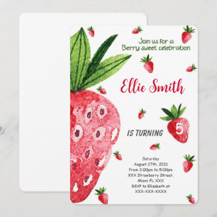 Invitation Carton d'invitation anniversaire fraise modifiable