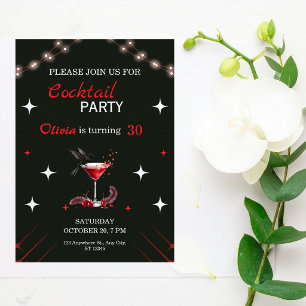 Invitation Carton d'invitation anniversaire Glam Cocktail