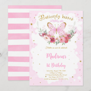 Invitation Carton d'invitation anniversaire papillon modifiab