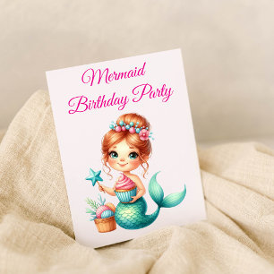 Invitation Carton d'invitation anniversaire Sirène modifiable