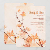 Invitation Carton d'invitation aquarelle feuilles d'érable (Devant / Derrière)