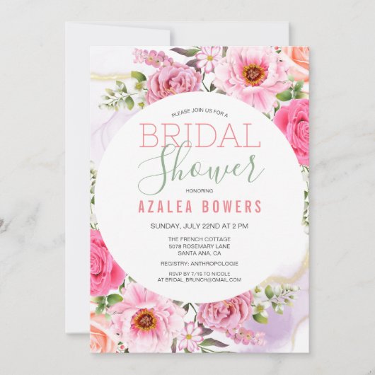 Invitation Carton d'invitation aquarelle florale pour tout év (Devant)