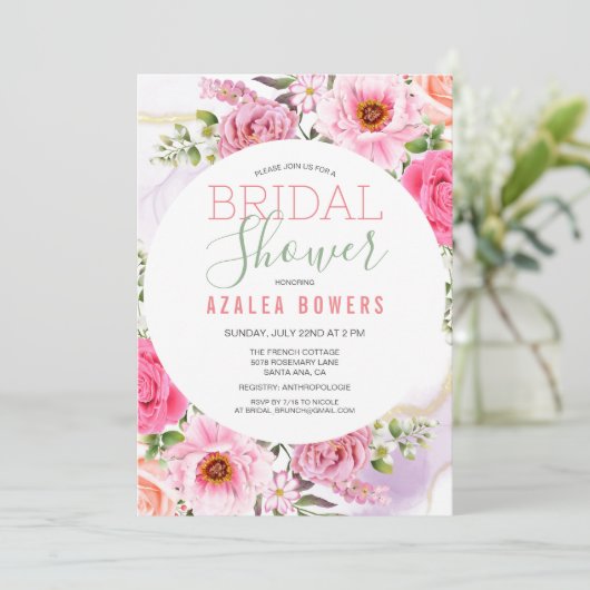 Invitation Carton d'invitation aquarelle florale pour tout év (Debout devant)