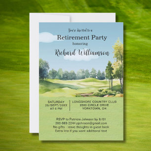 Invitation Carton d'invitation aquarelle thème golf pour fête