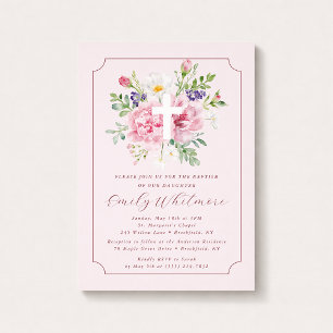 Invitation Carton d'invitation au baptême pour fille avec FLE