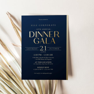 Invitation Carton d'invitation au dîner de gala en bleu marin