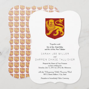 Invitation Carton d'invitation au Lion Rampant Héraldique Vin