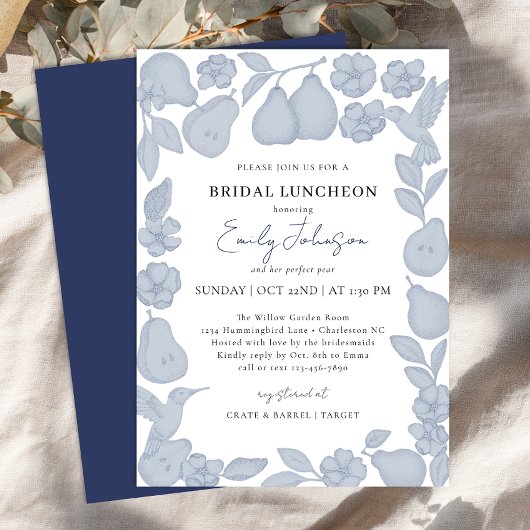 Invitation Carton d'invitation au lunch de mariage Dusty Blue