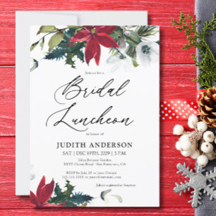 Invitation Carton d'invitation au lunch de mariage Poinsettia