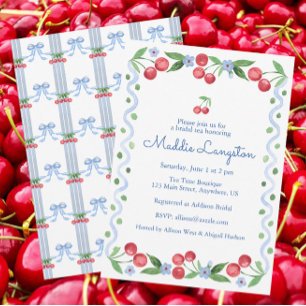 Invitation Carton d'invitation aux cerises à l'aquarelle gran