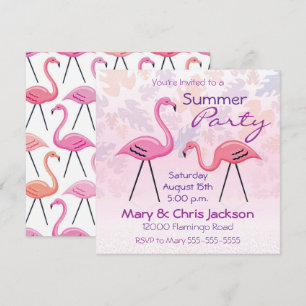 Invitation Carton d'invitation aux flamants roses