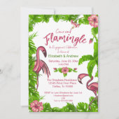 Invitation Carton d'invitation aux flamants roses et fleurs t (Devant)