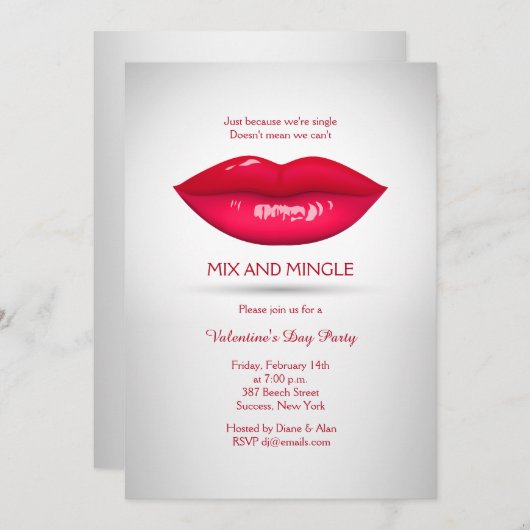 Invitation Carton d'invitation aux lèvres pulpeuses (Devant / Derrière)