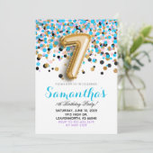 Invitation Carton d'invitation avec confettis pour 7e anniver (Debout devant)