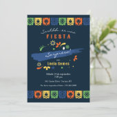 Invitation Carton d'invitation avec drapeaux de fête mexicain (Debout devant)