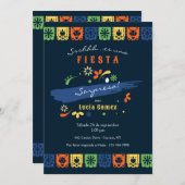 Invitation Carton d'invitation avec drapeaux de fête mexicain (Devant / Derrière)