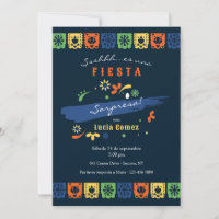 Carton d'invitation avec drapeaux de fête mexicain