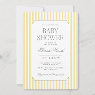Invitation Carton d'invitation Baby Shower à rayures jaune be