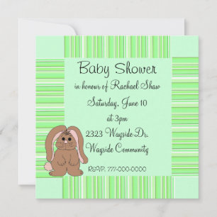 Invitation Carton d'invitation Baby Shower à rayures vertes