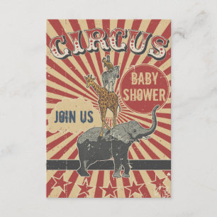 Invitation Carton d'Invitation Baby Shower Cirque Rétro