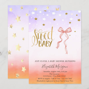 Invitation Carton d'invitation Baby Shower étoile dorée avec