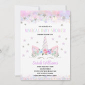 Invitation Carton d'invitation Baby Shower Licorne Arc-en-cie (Devant)