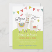 Invitation Carton d'invitation Baby Shower Llama Boho Scandi (Devant)