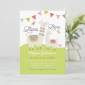 Invitation Carton d'invitation Baby Shower Llama Boho Scandi (Debout devant)