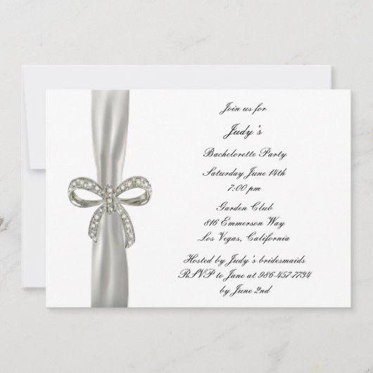 Invitation Carton d'invitation Bachelorette Diamond Bow (Devant)