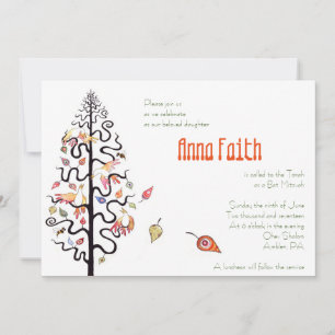 Invitation Carton d'invitation Bar Mitzvah Feuilles qui tombe