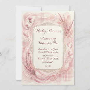 Invitation Carton d'invitation bébé à motif floral tartan ros